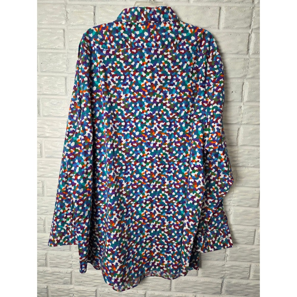 NWT Cremieux Premium Denim Mens 3XB Shirt Multi Color Splatter Print Stretch - Picture 4 of 10